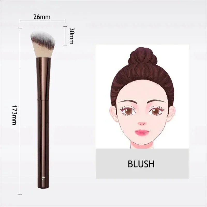 No. 15 Hourglass Blush Brush Angled Contour Blush Stippling Brush Cheeks Cream Liquid Blushes Makeup Brushes Cream Blush Brush