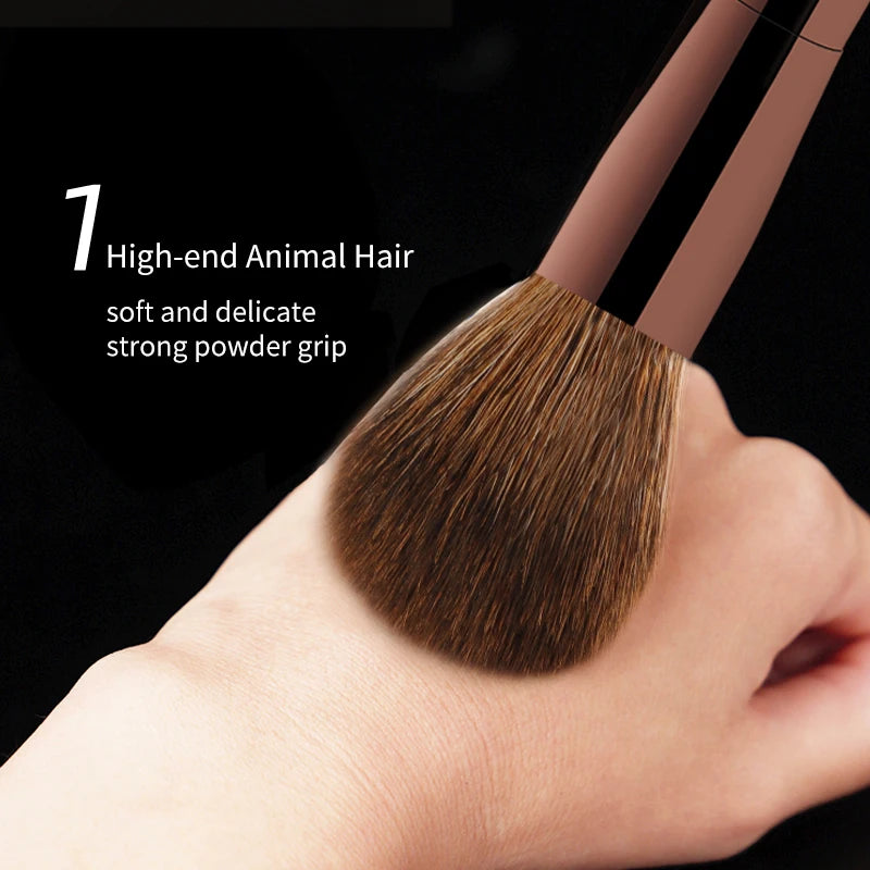 Hourglass Makeup Brush Set Mini Portable 7 Pcs, High Quality Soft Animal Hair Brush Include Eyeshadow,Blush,Powder Brush