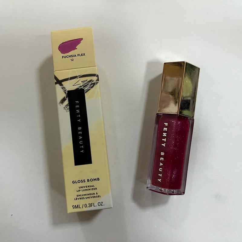 Fenty Beauty Lip Glaze Fuchsia Flex Moisturizing Sequins Lipstick Full Lip Makeup Beginner Transparent Lipstick Female Cosmetics