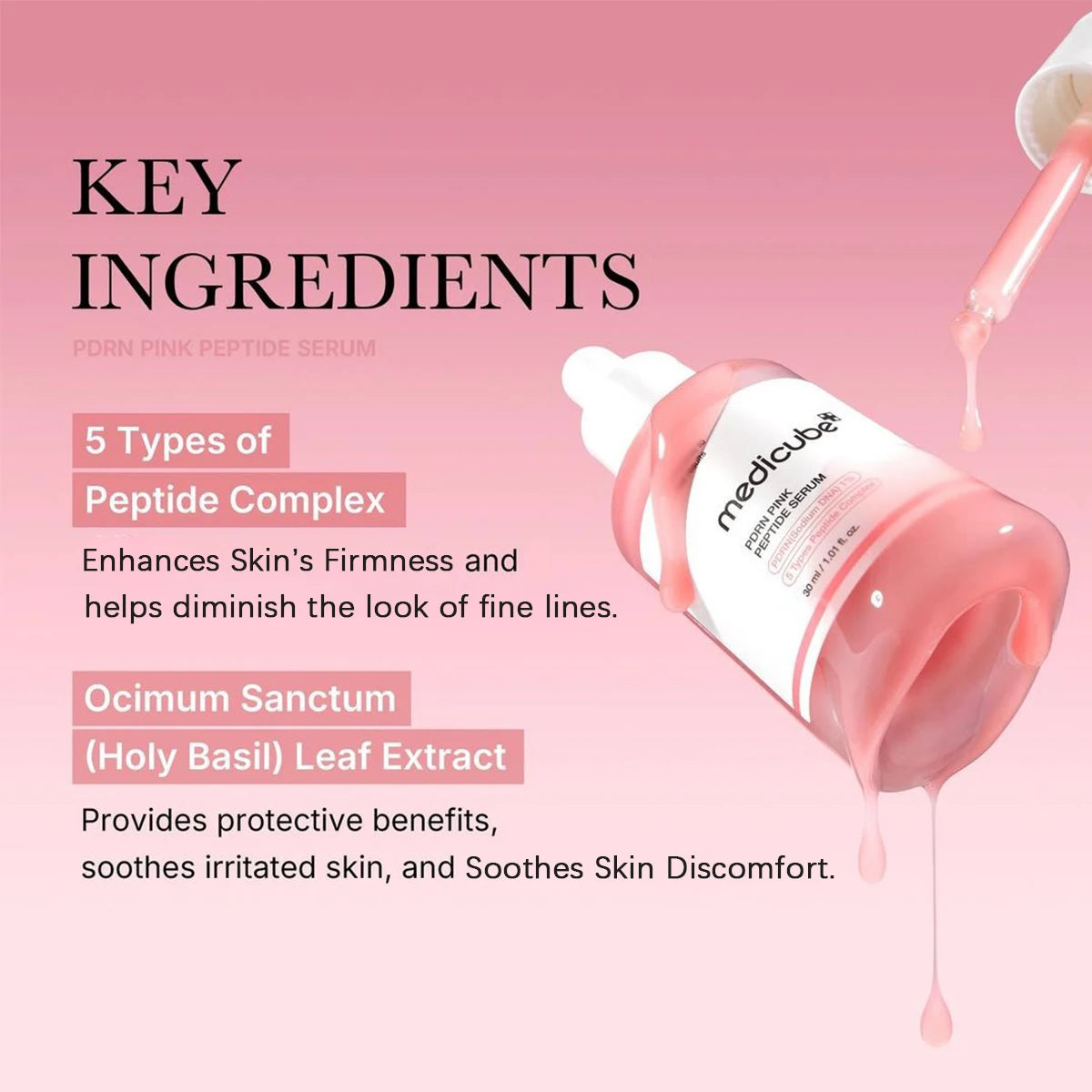Medicube Salmon DNA PDRN Pink Peptide Serum,Smooth Texture&Quick Absorption,Lightweight&Non-Greasy,Korean Skincare,Korean Makeup