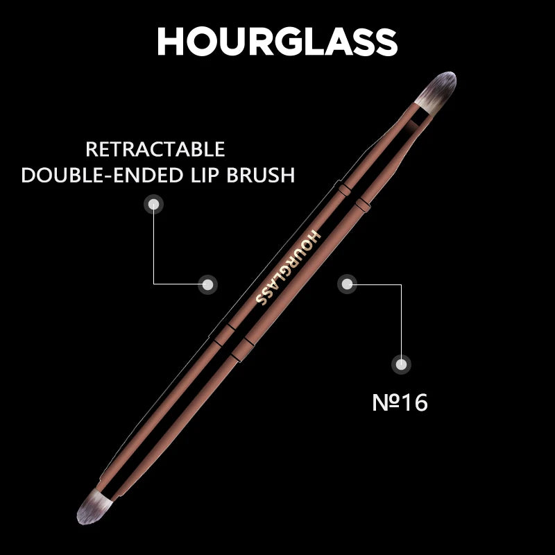Hourglass Makeup Brush- No.16 Retractable Double-Ended Lip Brush Soft Fiber Hair Fashion Design Single Lip Brush