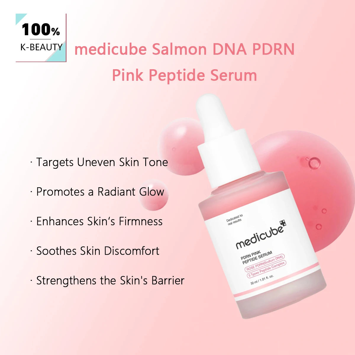 Medicube Salmon DNA PDRN Pink Peptide Serum,Smooth Texture&Quick Absorption,Lightweight&Non-Greasy,Korean Skincare,Korean Makeup