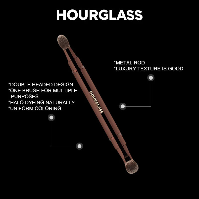 Hourglass Makeup Brush- No.27 Double Head Retractable Eyeshadow Brush Fiber Eyeshadow Smudge Face Makeup Brush